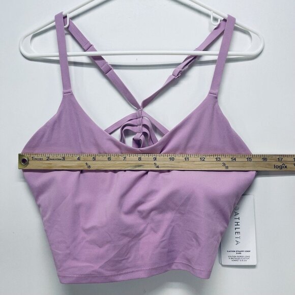 Athleta Crop Top Sz XL Elation Strappy V Neck Purple Impact Soft Lavender NWT - Picture 11 of 11